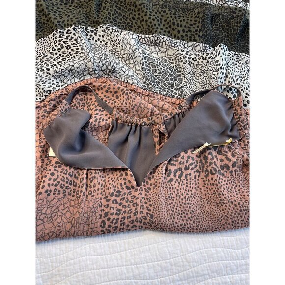 Ramy Brook Leomi Silk SZ L Animal Print Tiered Ruffle Lined Sleeveless Dress NEW - Picture 6 of 16